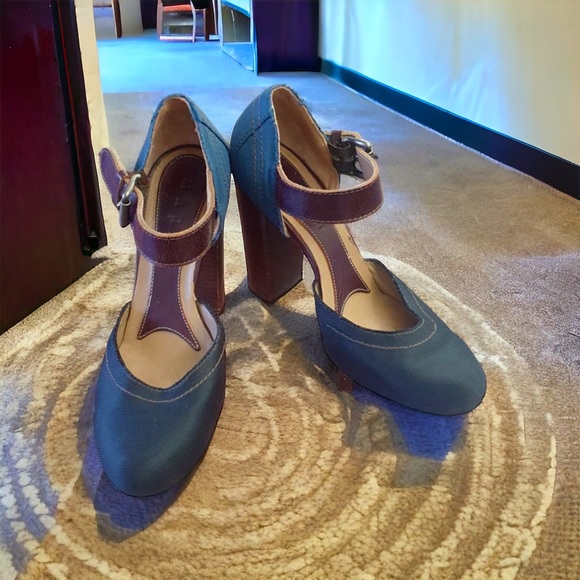 Marni Shoes - Marni Designers Shoes Mary Jane Denim Brown Leather Canvas Pumps Women’s Sandals